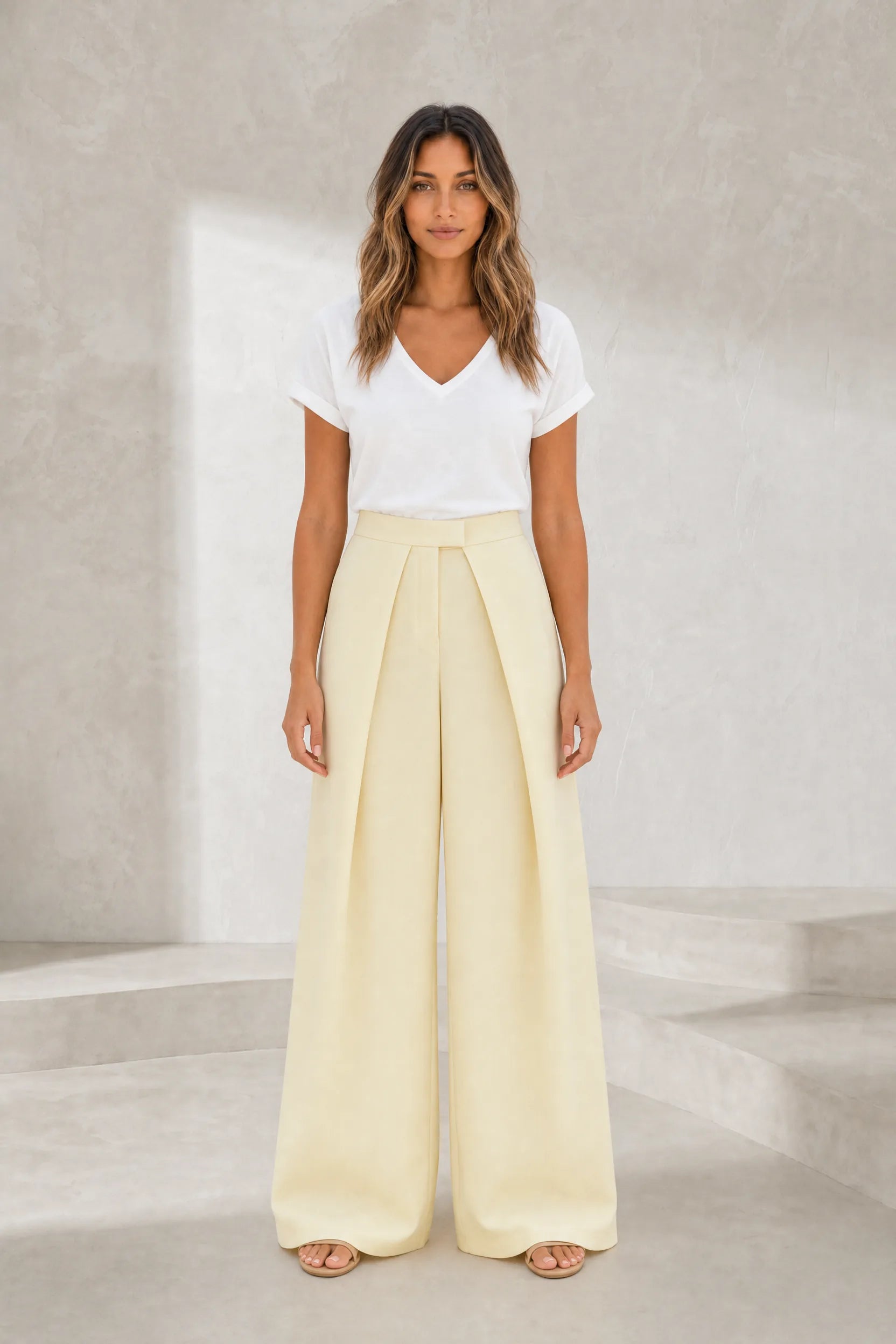 Pantalon large noir plis devant | Lounelle Paris