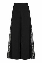 Pantalon large noir taille haute dentelle | Lounelle Paris