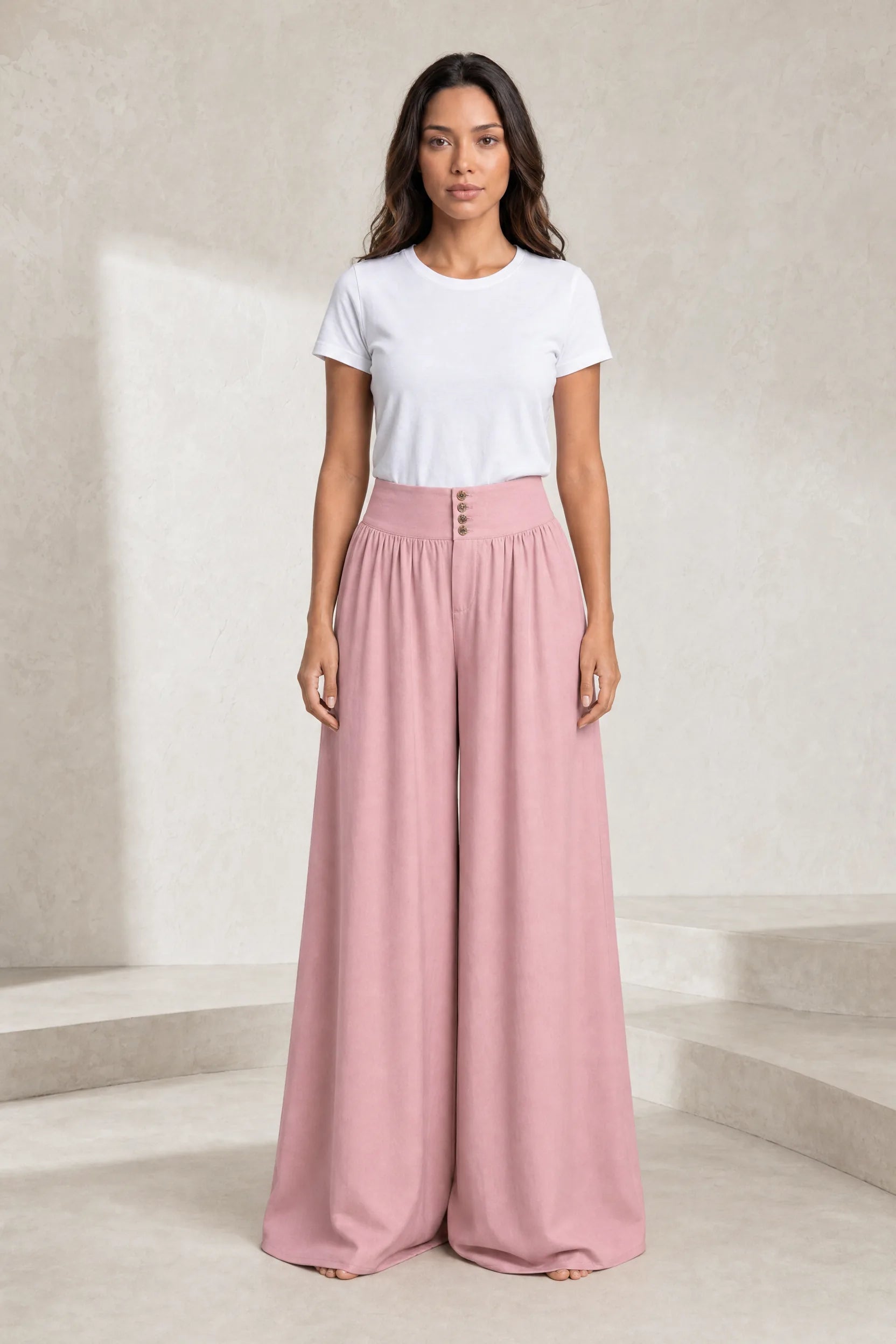 Pantalon large plissé taille haute | Lounelle Paris