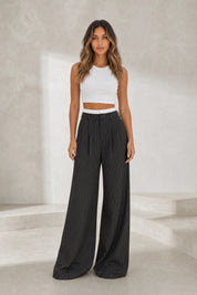 Pantalon large rayé taille haute | Lounelle Paris