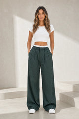 Pantalon large rayé taille haute
