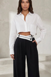 Pantalon large taille haute croisée | Lounelle Paris
