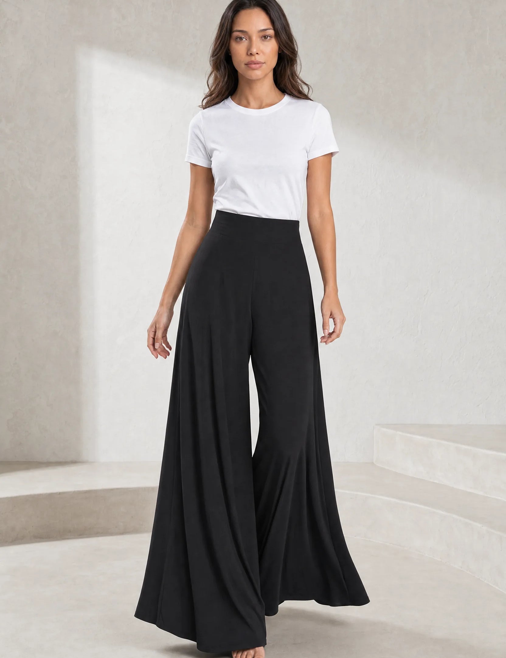 Pantalon large taille haute fluide | Lounelle Paris