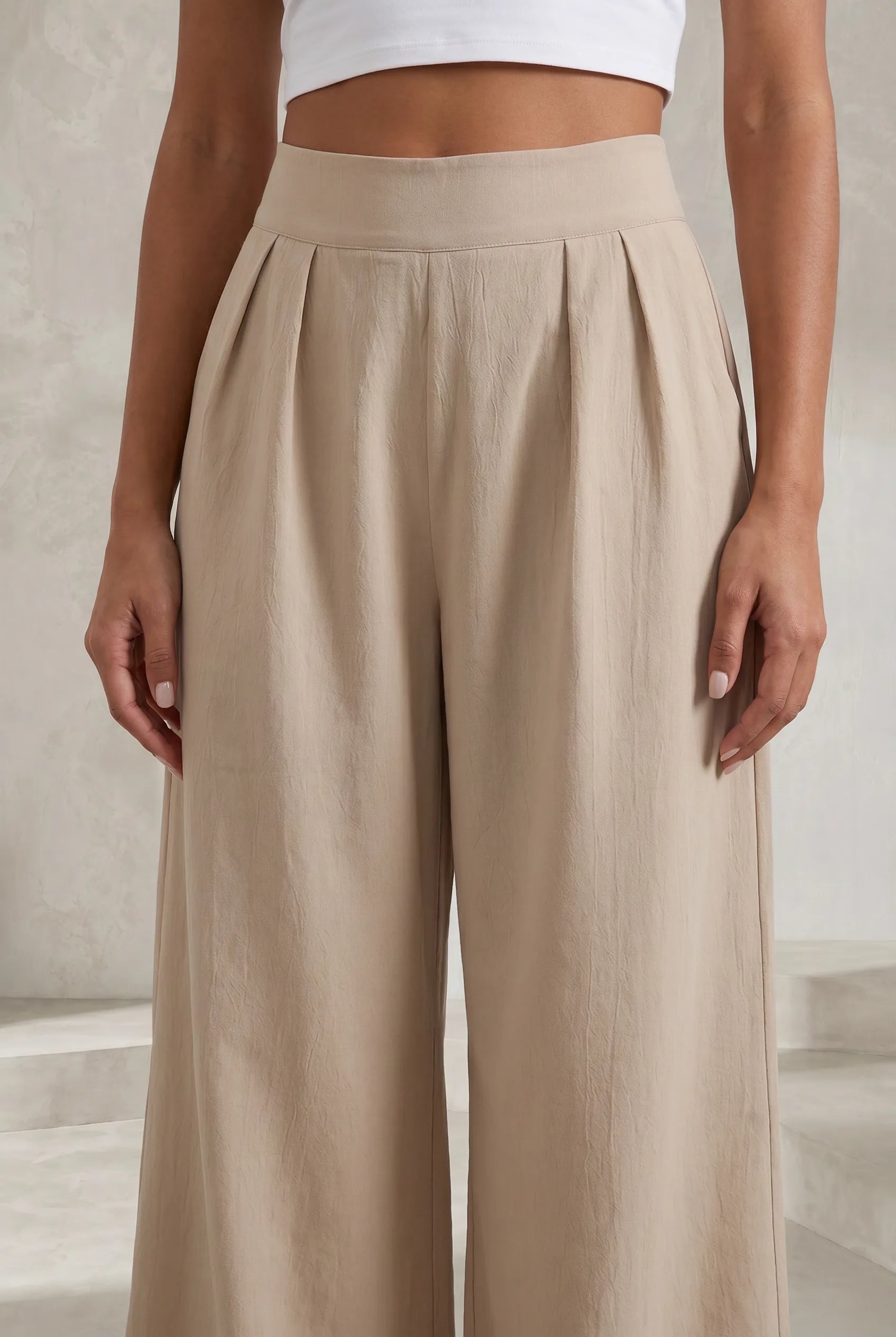 Pantalon large taille haute plissé | Lounelle Paris