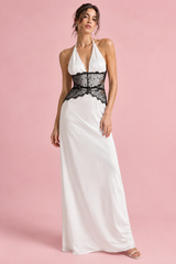 Lace Halter White Maxi Dress