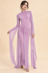 Light Purple Backless Dress with Cape