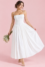 Robe longue blanche à corset | Vue de face | Lounelle Paris