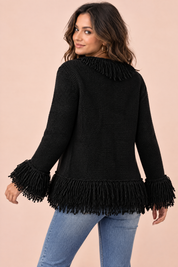 Gilet noir à franges | Vue de dos | Lounelle Paris