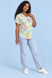 T-shirt blanc à imprimé floral et col | Vue de dos | Lounelle Paris
