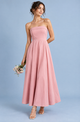 Light Pink Strapless Skater Maxi Dress