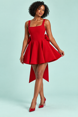 Short Red Sleeveless Square-Neck Skater Dress