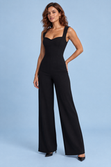 Black Sweetheart-Neck Jumpsuit