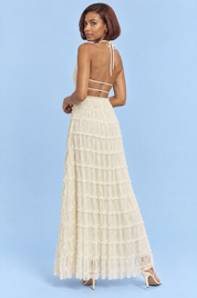 Robe longue plissée écrue | Vue de dos | Lounelle Paris