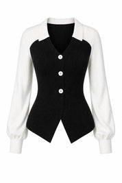 Pull bicolore col en V | Lounelle Paris