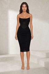 Corset-effect bandeau dress