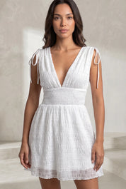 Robe blanche smockée dos nu | Lounelle Paris