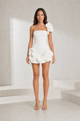 Robe bustier asymétrique volantée