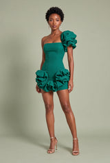 Asymmetric Ruffle Bustier Dress