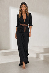 Robe col chemise ceinturée