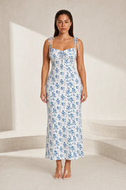 Robe fleurie ajustée dos ouvert | Lounelle Paris
