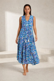 Robe imprimée col V franges | Lounelle Paris