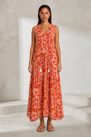 Robe imprimée col V franges | Lounelle Paris