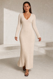 Robe longue abricot col V | Lounelle Paris