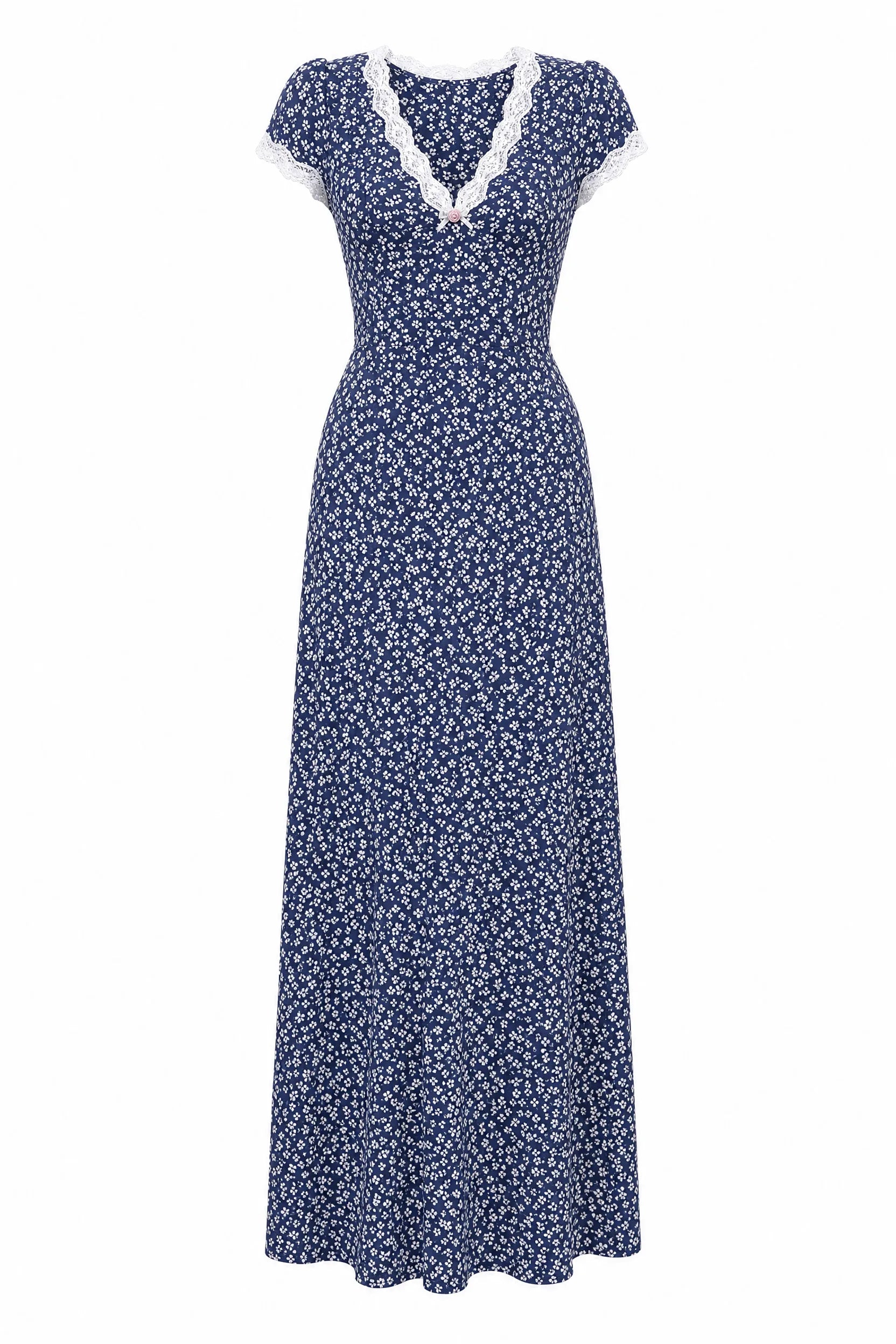 Robe longue bleu marine col V | Lounelle Paris