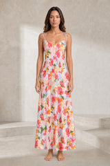 Robe longue bleue à bretelles