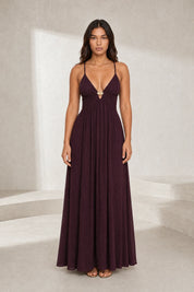 Robe longue bordeaux dos nu | Lounelle Paris