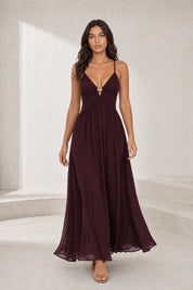 Robe longue bordeaux dos nu | Lounelle Paris