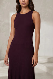 Robe longue bordeaux maille côtelée | Lounelle Paris