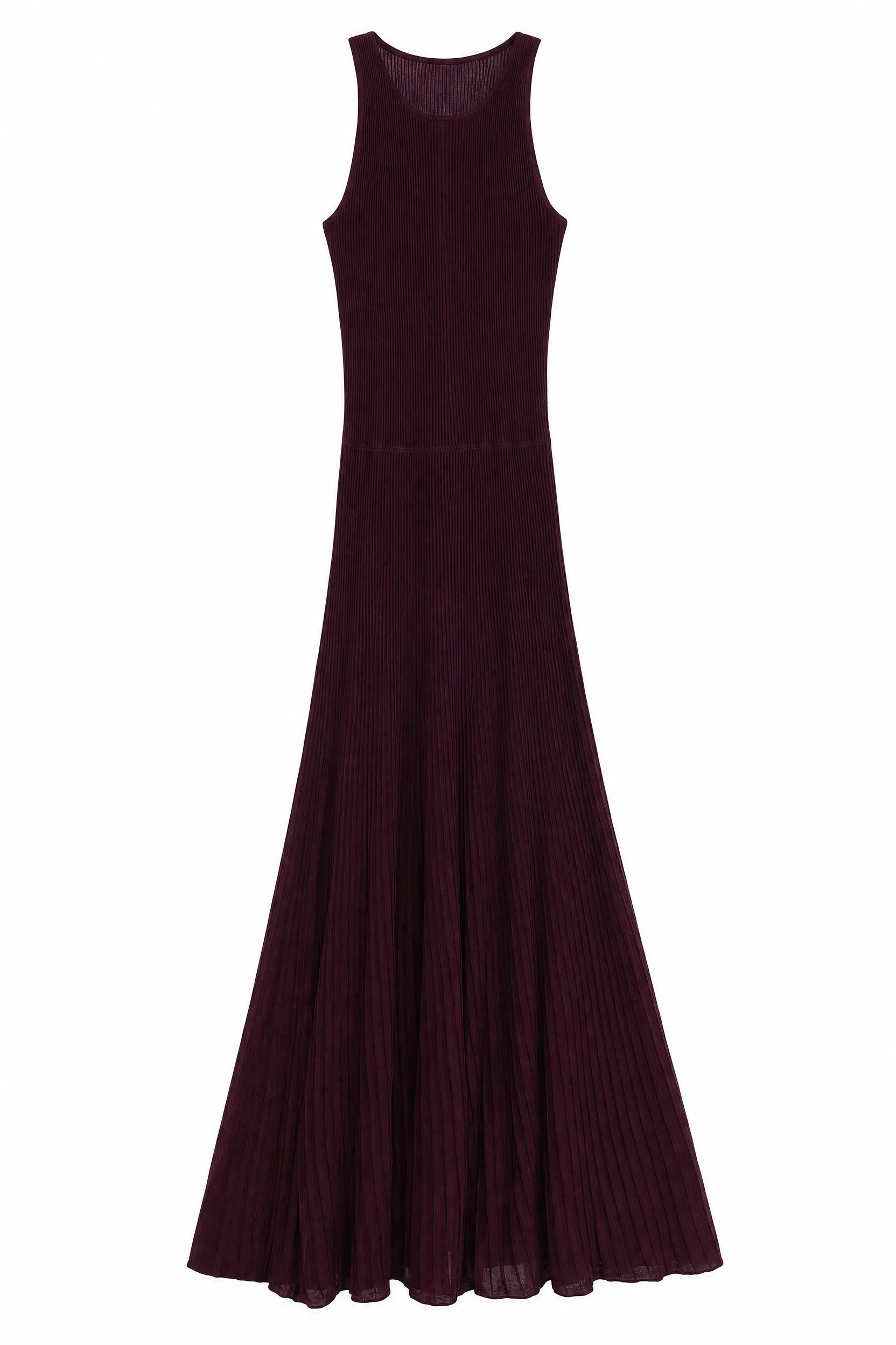 Robe longue bordeaux maille côtelée | Lounelle Paris