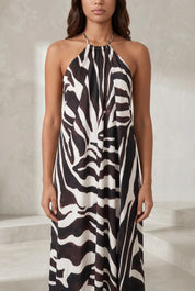 Robe longue col licou imprimé animalier | Lounelle Paris