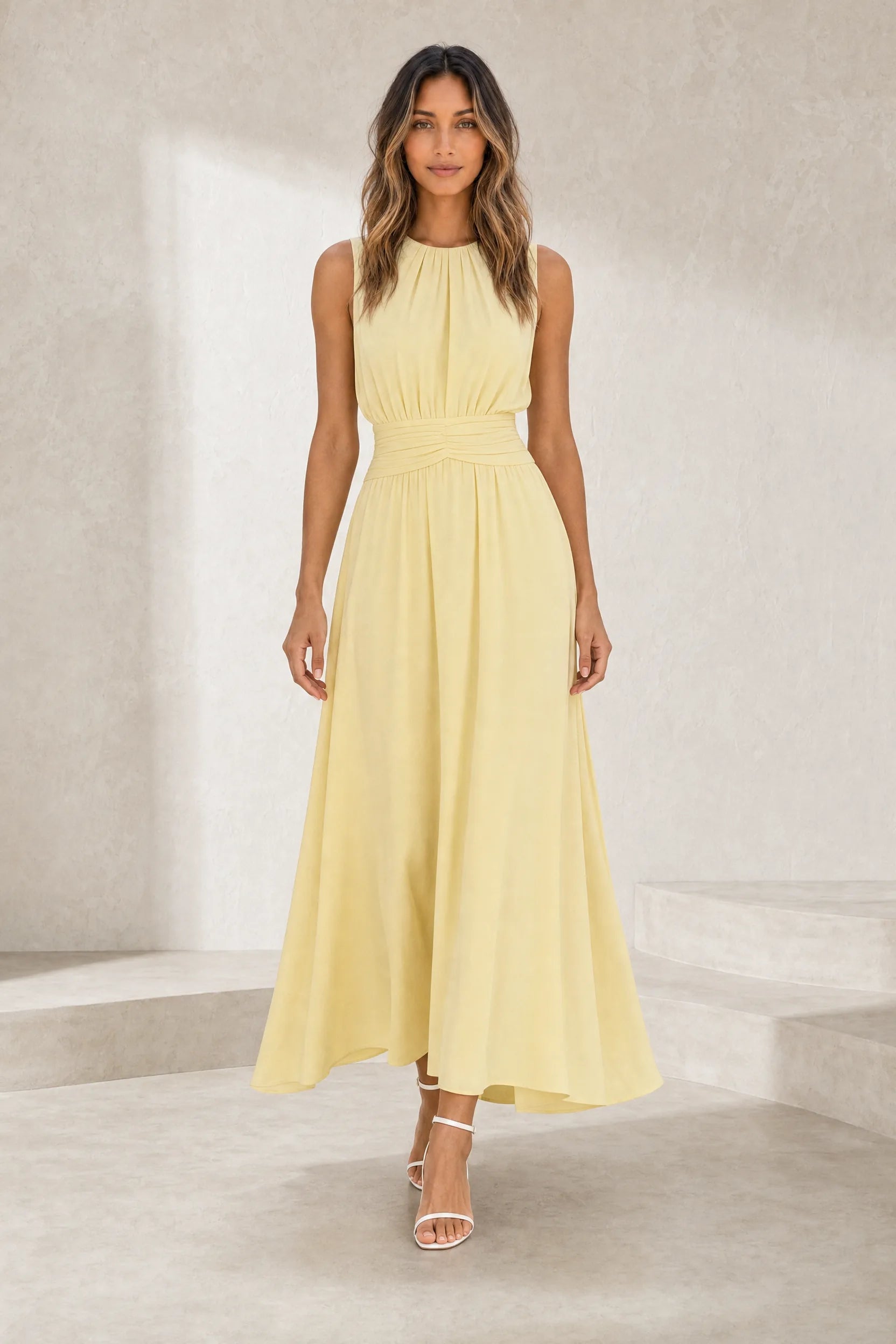 Robe longue fluide taille drapée | Lounelle Paris