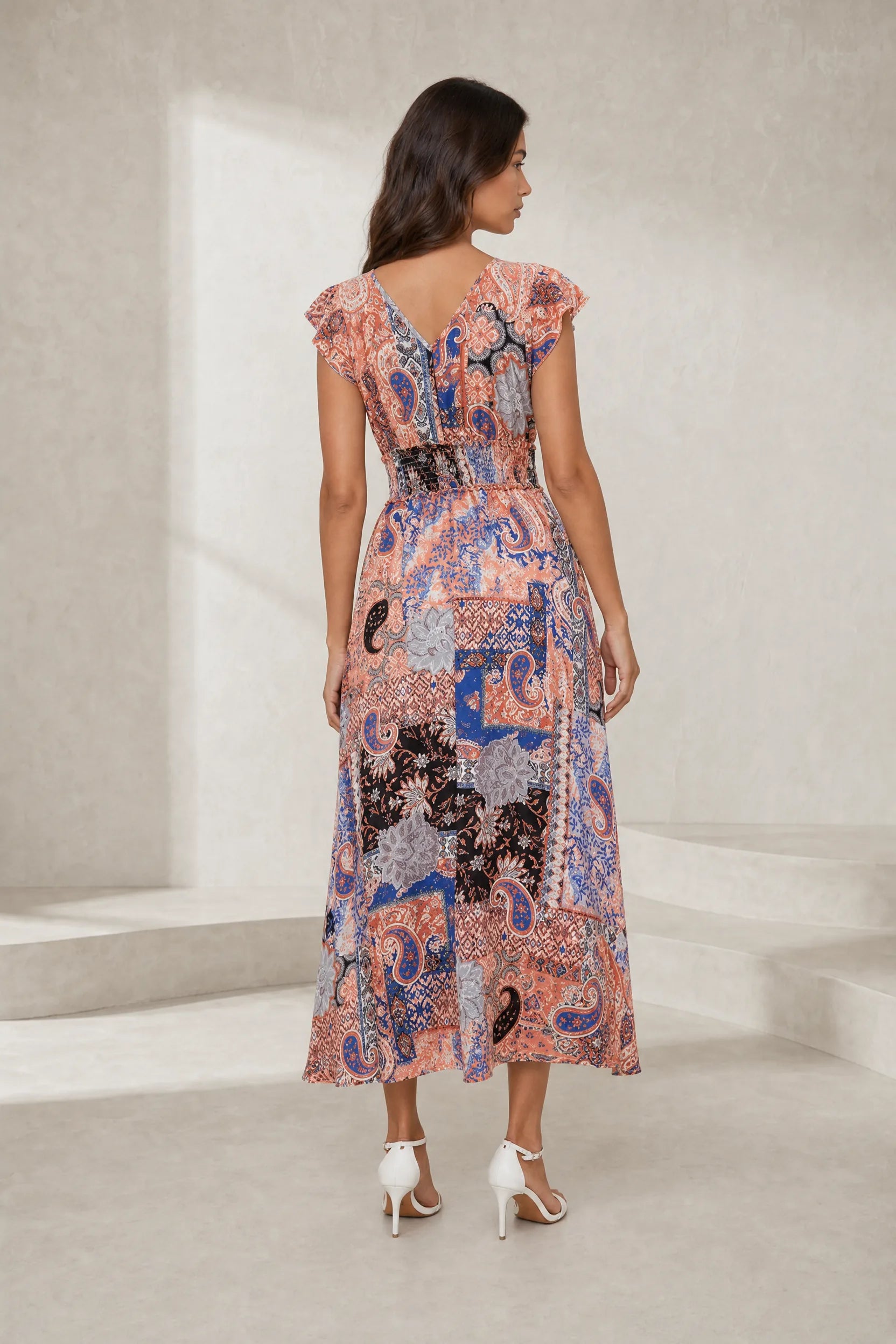 Robe longue marron col V | Lounelle Paris