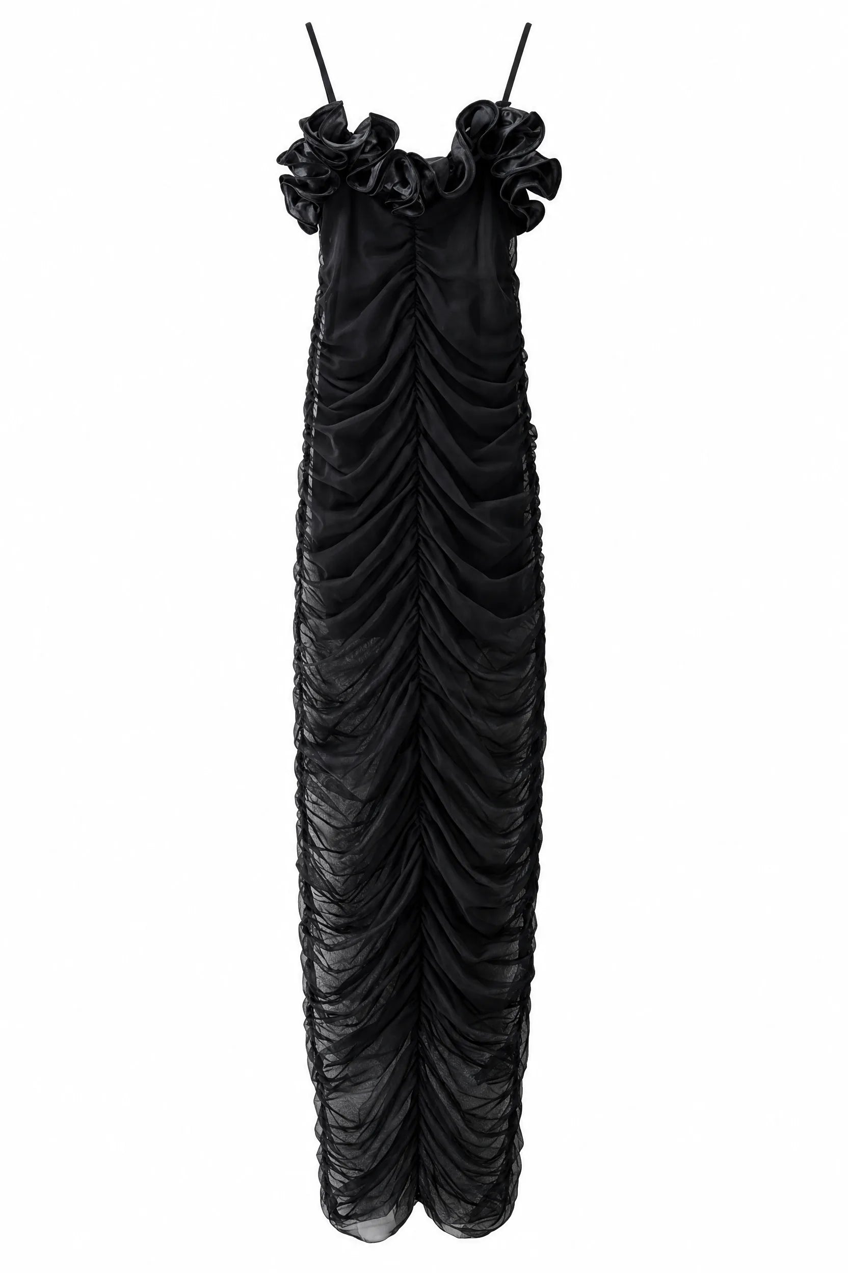 Robe longue noire fines bretelles | Lounelle Paris
