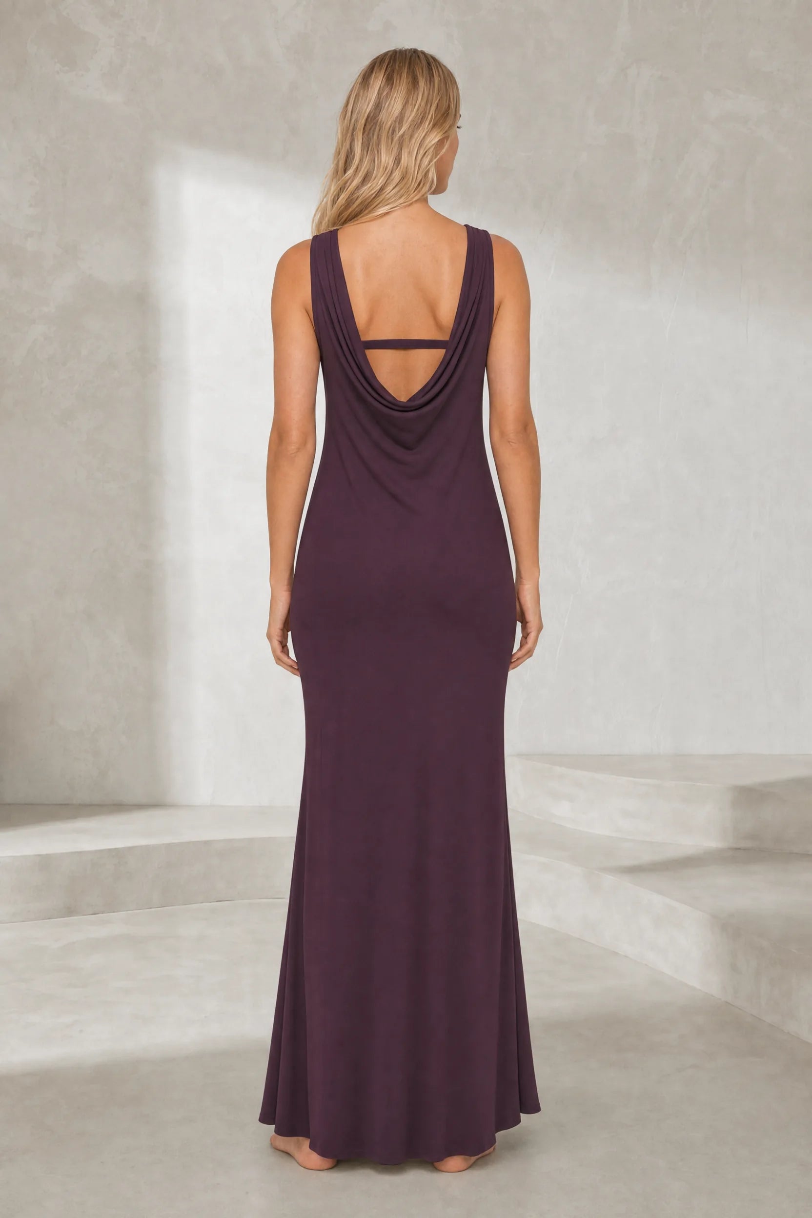 Robe longue prune bustier dos nu | Lounelle Paris