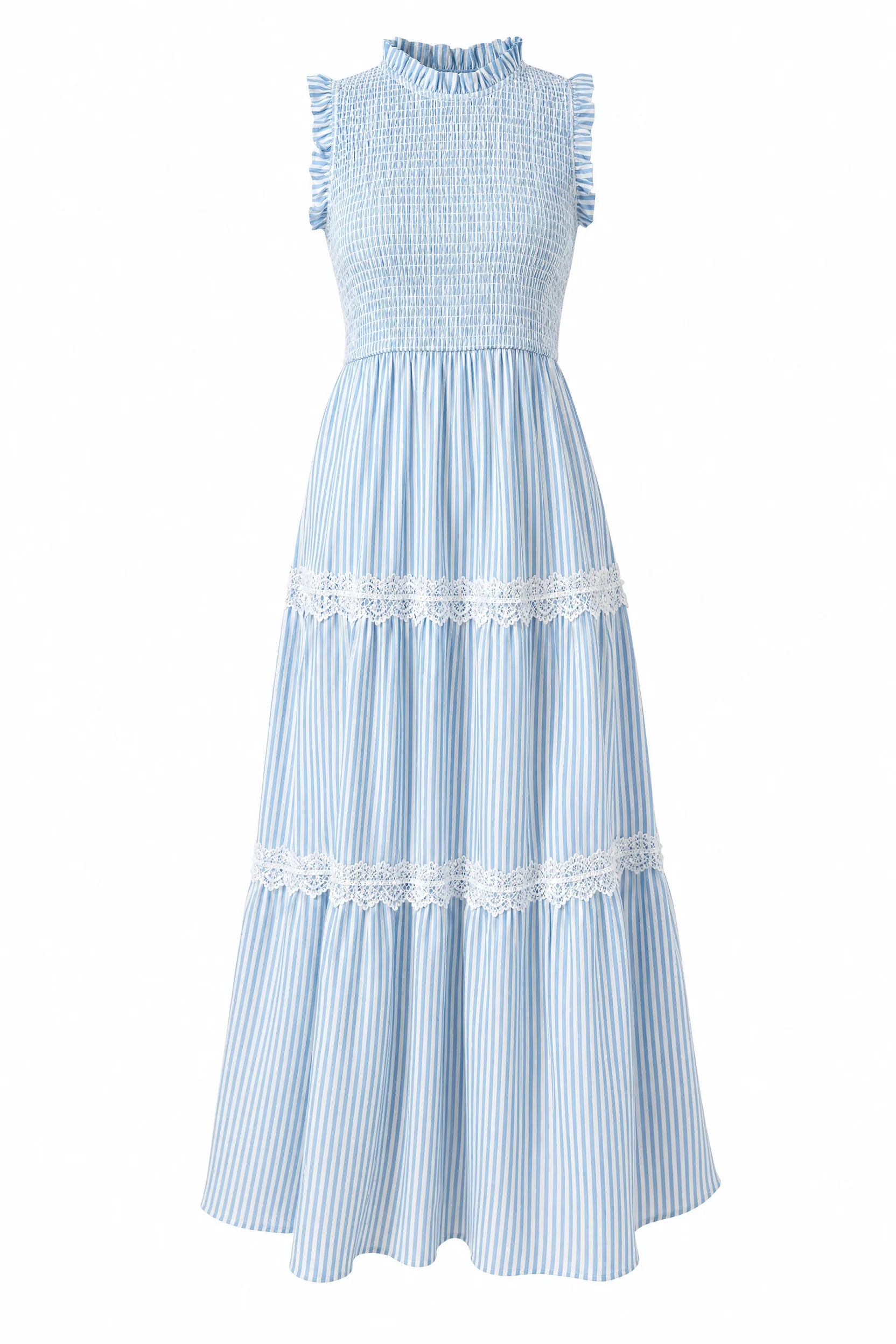Robe longue rayée smockée | Lounelle Paris
