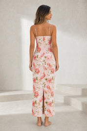 Robe longue rose imprimée dos nu | Lounelle Paris