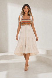 Robe midi à bretelles smockée | Lounelle Paris