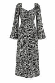 Robe noire à fleurs dos ouvert | Lounelle Paris