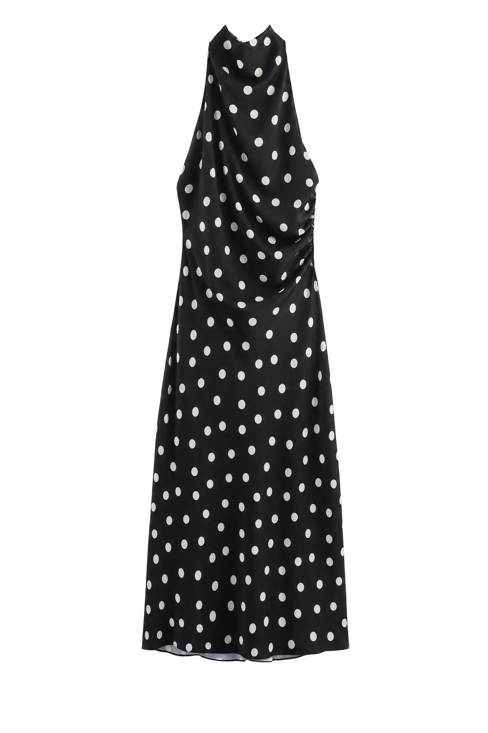 Robe noire à pois col halter | Lounelle Paris