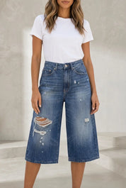 Short en jean large bleu délavé | Lounelle Paris