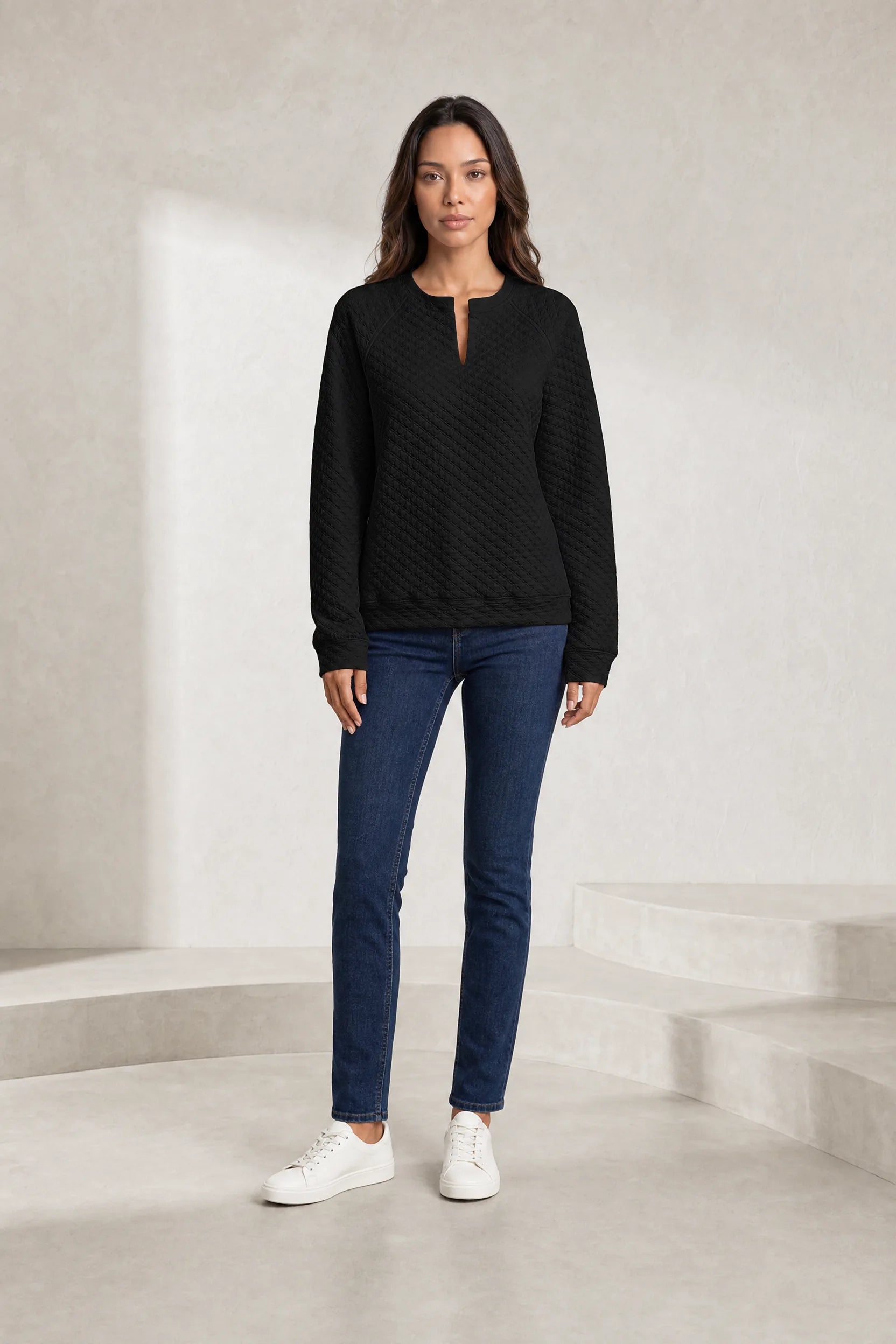 Sweat matelassé col fendu | Lounelle Paris