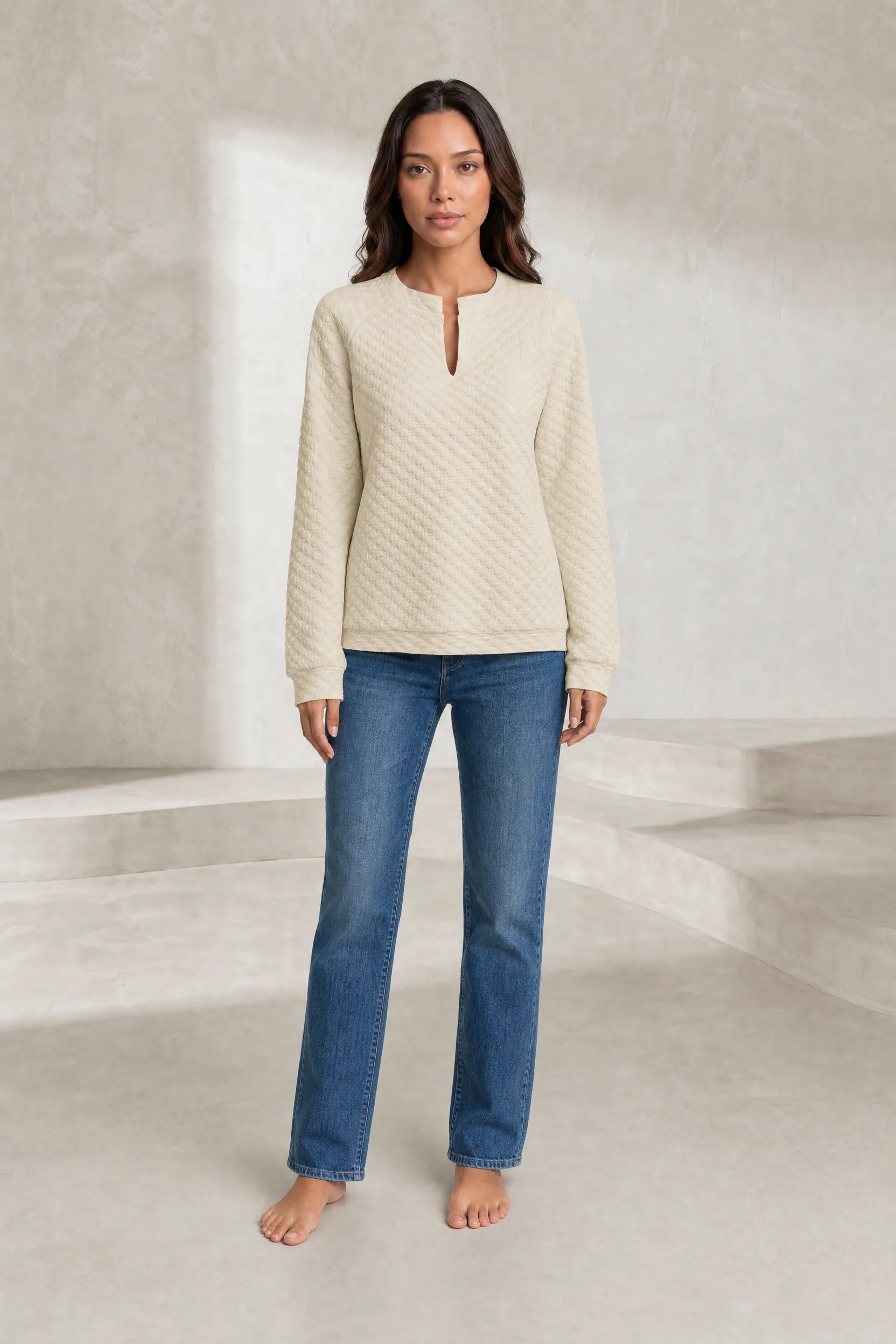 Sweat matelassé col fendu | Lounelle Paris
