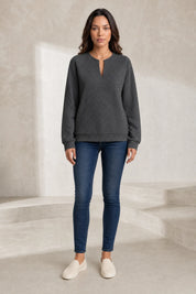 Sweat matelassé col fendu | Lounelle Paris