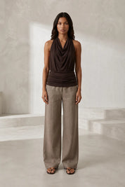 Top marron col licou dos nu | Lounelle Paris