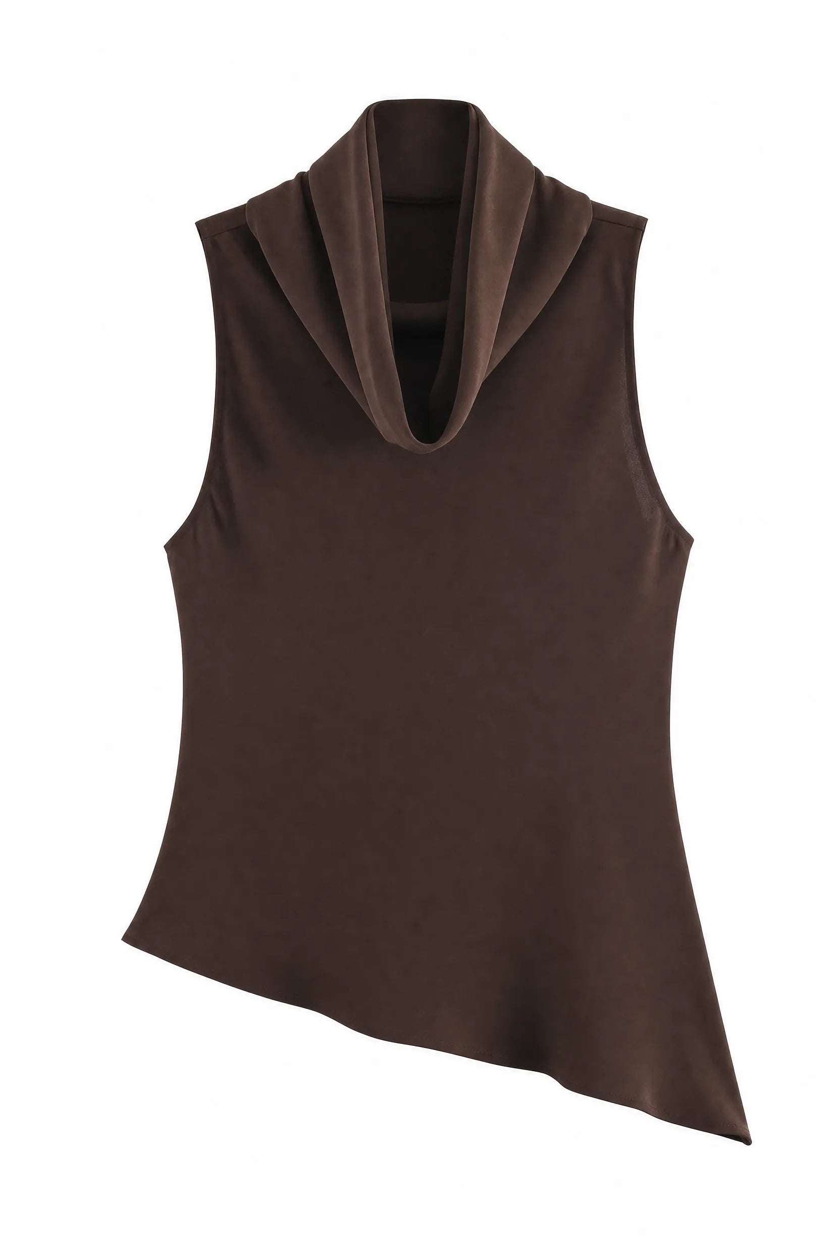 Top marron foncé col drapé | Lounelle Paris