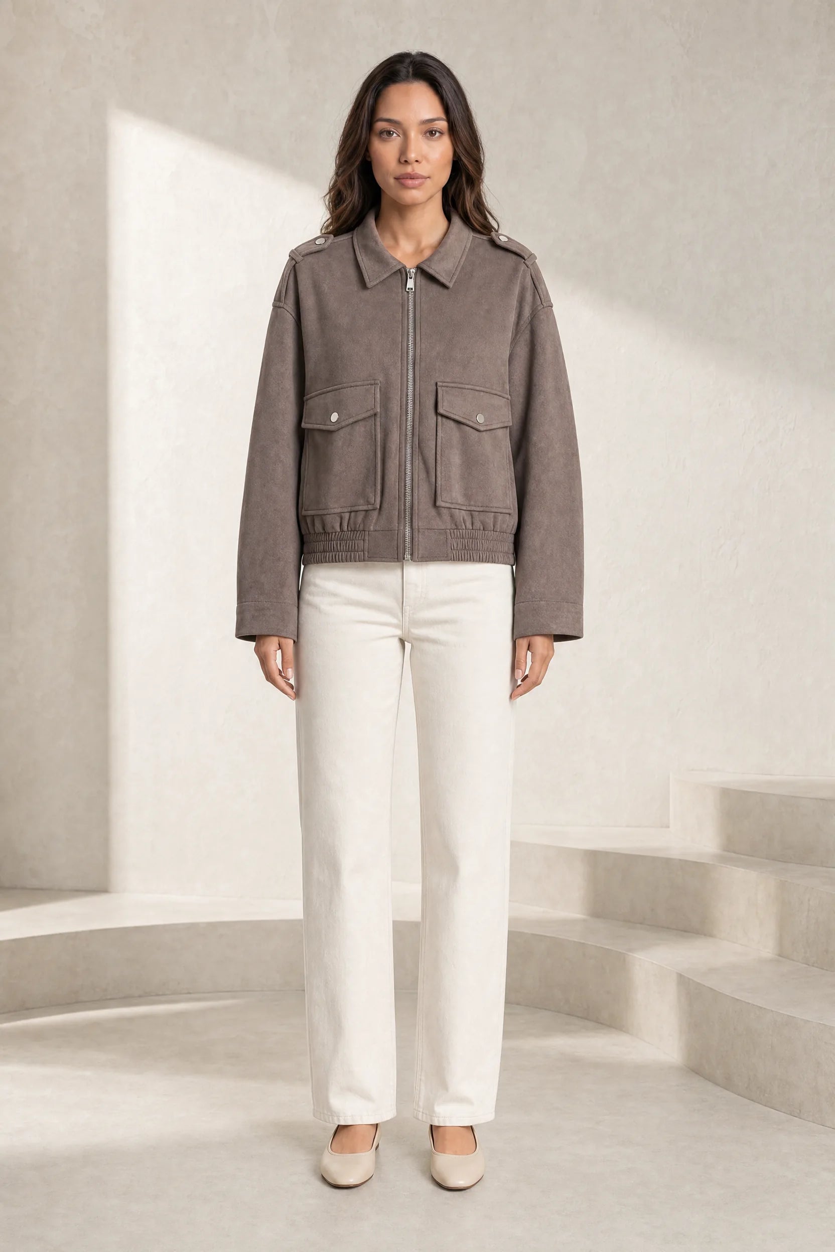 Veste ample effet suédine | Lounelle Paris